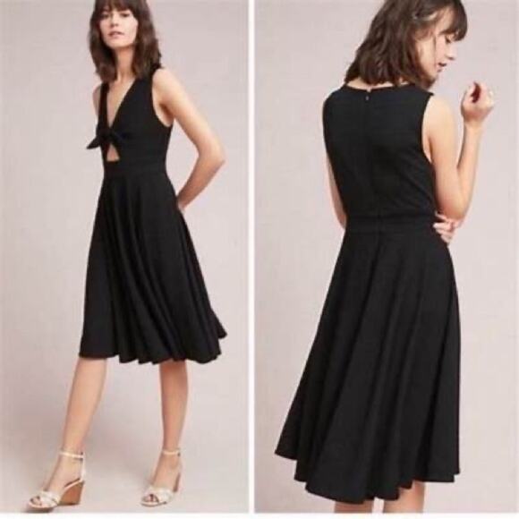 Anthropologie Hutch Black April Cutout Tie Front A-Line Sleeveless Dress Size M - Picture 2 of 9